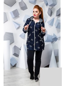 Жіночий спортивний костюм з подовженою кофтою на блискавці 814437